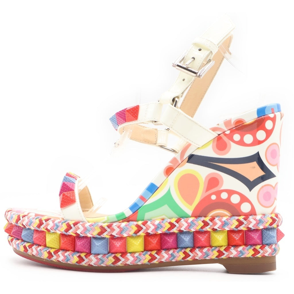 CHRISTIAN LOUBOUTIN(クリスチャンルブタン) ■カタクロウ ロックスタッズ ウェッジソールサンダル マルチカラー レザー レディース