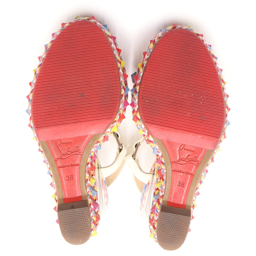 CHRISTIAN LOUBOUTIN(クリスチャンルブタン) ■カタクロウ ロックスタッズ ウェッジソールサンダル マルチカラー レザー レディース