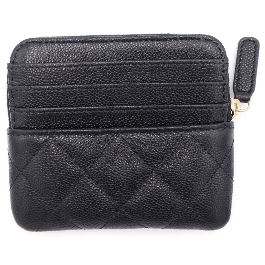 CHANEL(シャネル) マトラッセ クラシック ジップ コインパース ブラック キャビアスキン AP2061 ゴールド金具 レディース