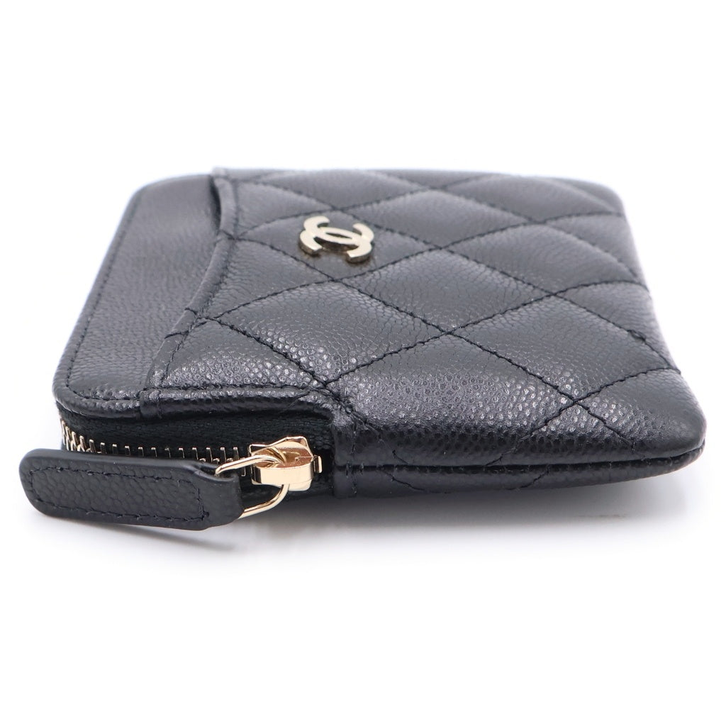 CHANEL(シャネル) マトラッセ クラシック ジップ コインパース ブラック キャビアスキン AP2061 ゴールド金具 レディース