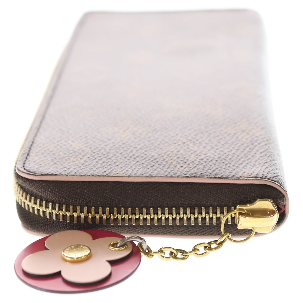 LOUIS VUITTON(ルイヴィトン) ポルトフォイユクレマンス フラワーチャーム モノグラム PVC レザー ジッピーウォレット 長財布 ブラウン M68314 レディース