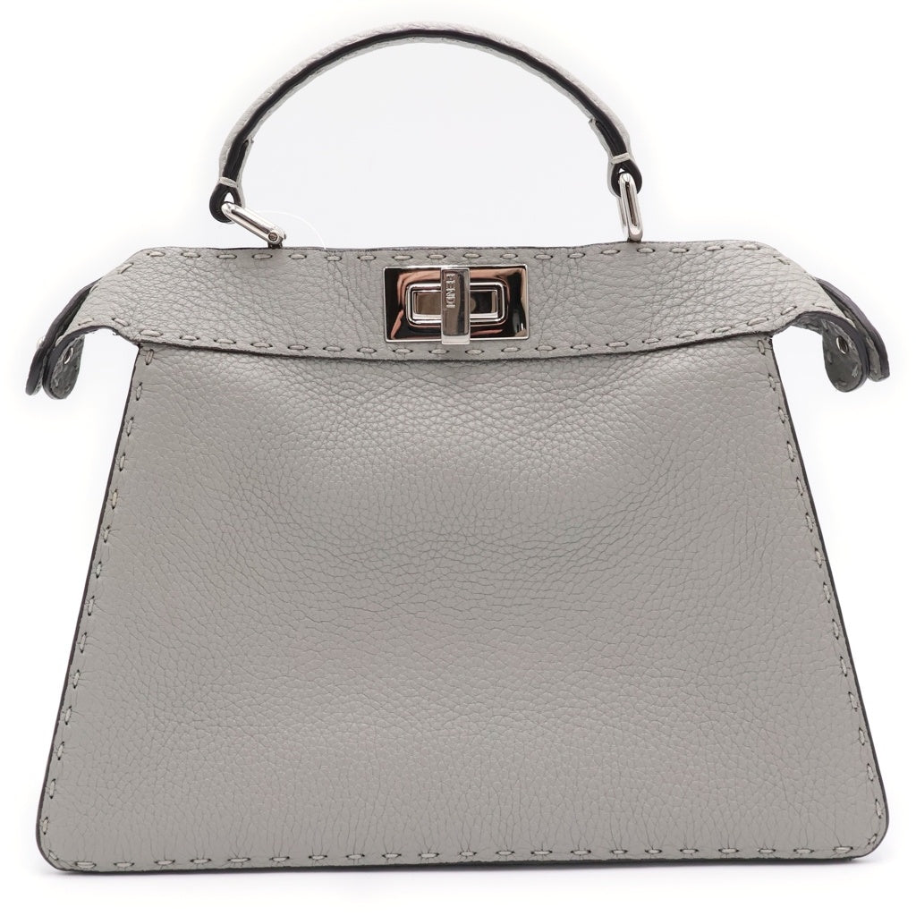 FENDI(フェンディ) ピーカブー セレリア スモール ハンドバッグ グレー レザー 8BN327 シルバー金具 レディース