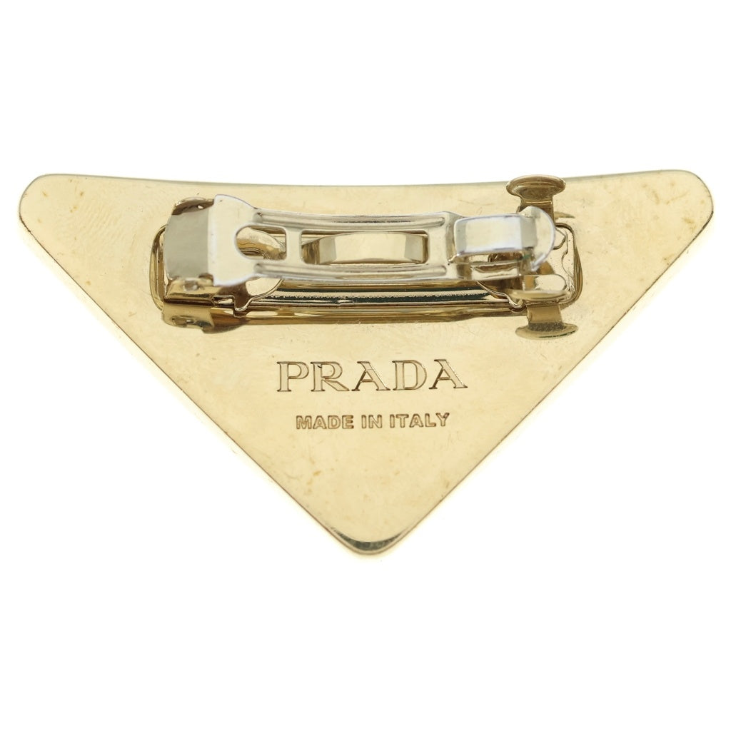 PRADA(プラダ) トライアングルロゴプレート バレッタ ヘアークリップ ゴールド/ブラウン レディース 1IF170