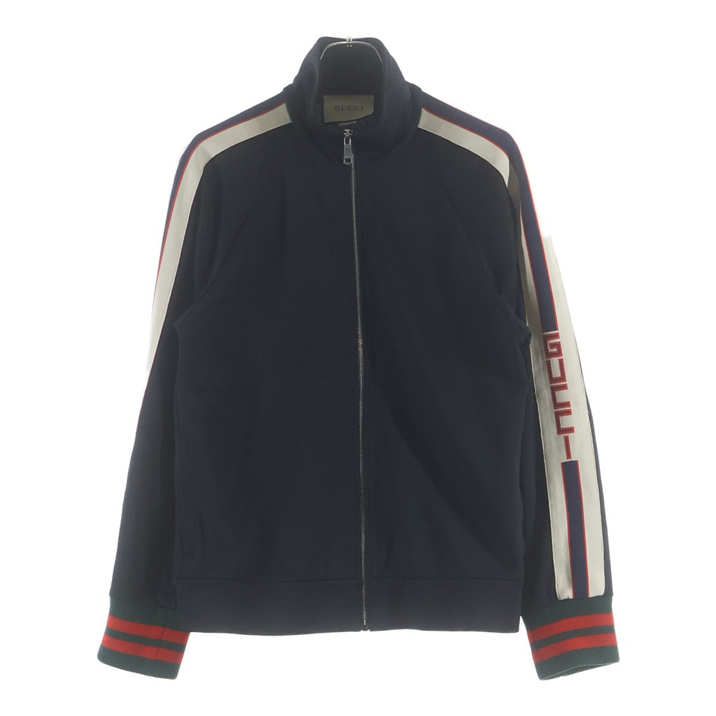 GUCCI(グッチ) ロゴ サイドライン テクニカルジャージ トラックジャケット ブラック コットン #S 474634