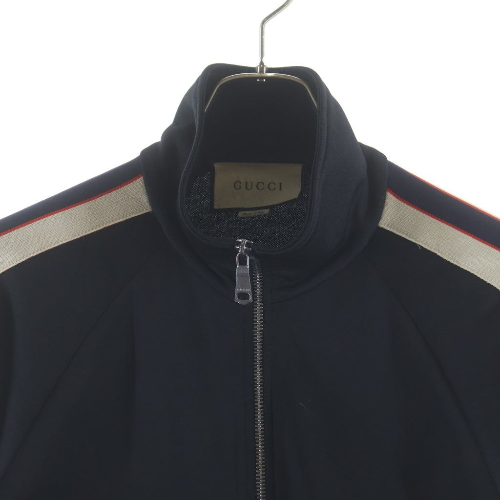 GUCCI(グッチ) ロゴ サイドライン テクニカルジャージ トラックジャケット ブラック コットン #S 474634