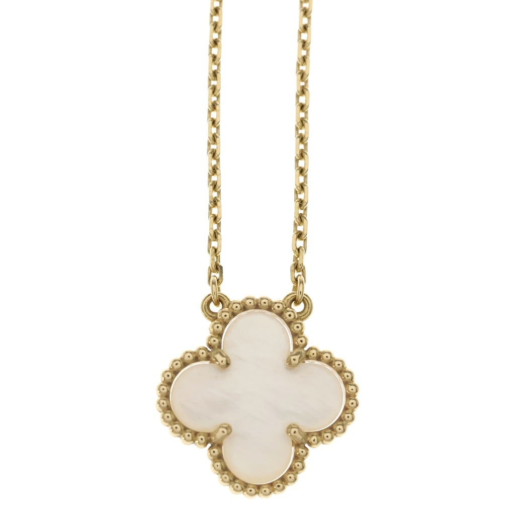 Van Cleef & Arpels(ヴァンクリーフアンドアーペル) ヴィンテージアルハンブラ マザーオブパール ネックレス ペンダント チェーン ゴールド×ホワイト Au750YG
