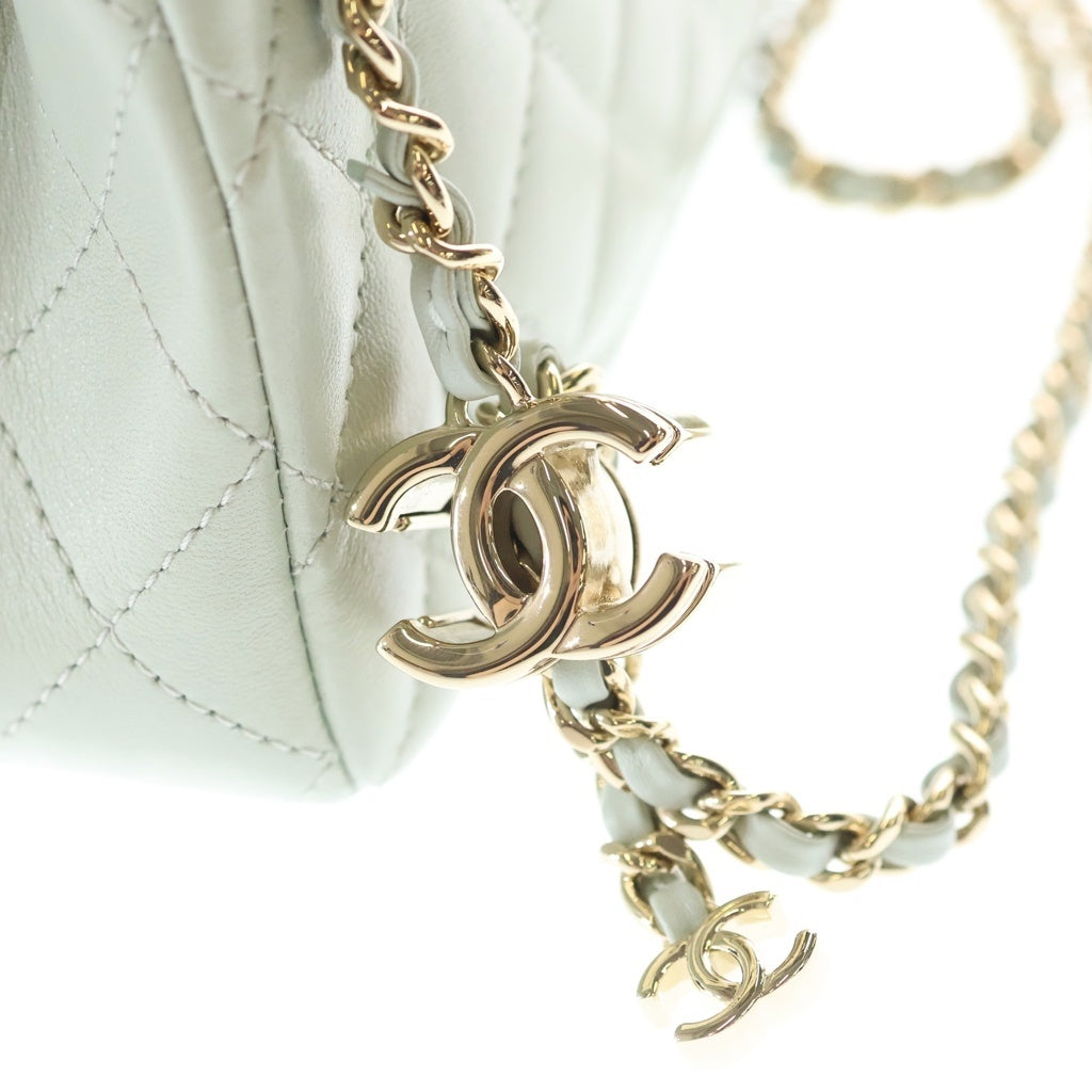 CHANEL(シャネル) ミニマトラッセ20 チェーンショルダーバッグ ミニバッグ ペールグリーン ラムスキン AS5759 ゴールド金具 レディース