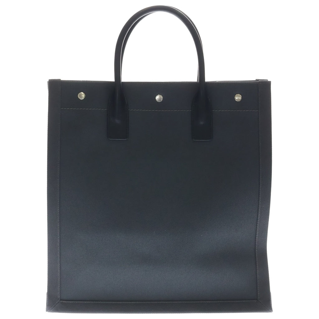 SAINT LAURENT PARIS(サンローランパリ) ノースサウス トートバッグ ハンドバッグ ブラック キャンバス×レザー 631682 シルバー金具
