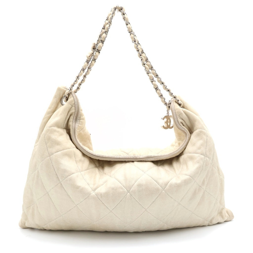 CHANEL(シャネル) クルーズライン LA ワイルドステッチ ワンショルダーバッグ トートバッグ レッド×アイボリー コットン×レザー シルバー金具 レディース