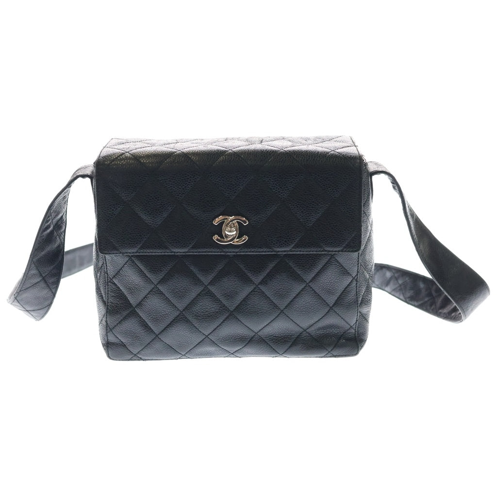 CHANEL(シャネル) マトラッセ ショルダーバッグ ブラック キャビアスキン シルバー金具 レディース