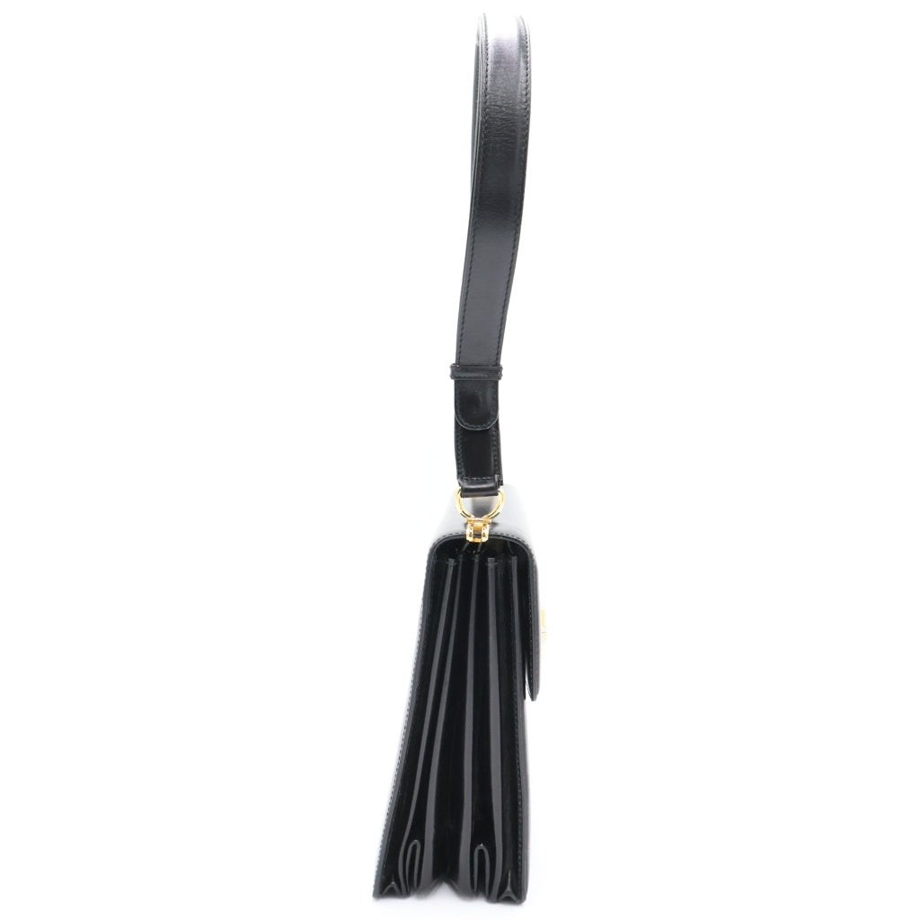 GUCCI(グッチ) ターンロック ショルダーバッグ ブラック レザー ゴールド金具 レディース