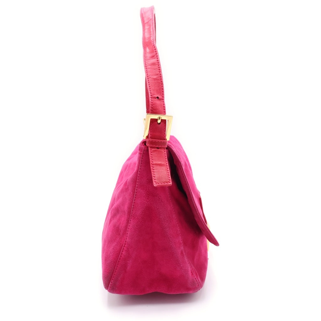 FENDI(フェンディ) マンマバケット ロゴ ワンショルダーバッグ ピンク スウェード レディース