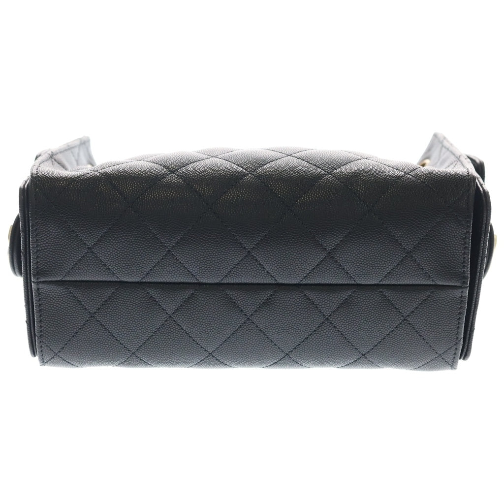 CHANEL(シャネル) シャネル25 ミニ キャビアスキン レザー チェーンショルダーバッグ ゴールド金具 ブラック AS5631 プレート レディース