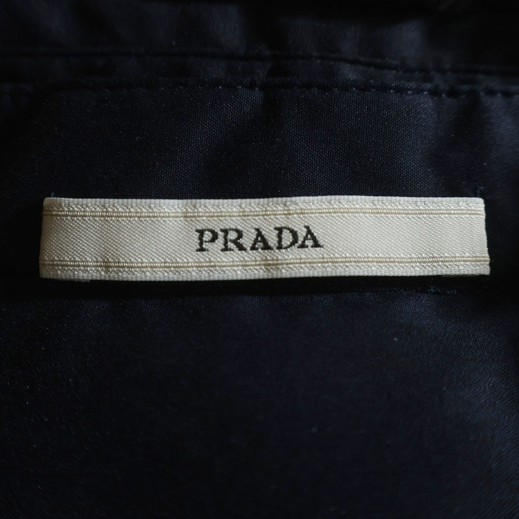 PRADA(プラダ) レース襟付き ストレッチ 長袖シャツ ネイビー レディース DNA463
