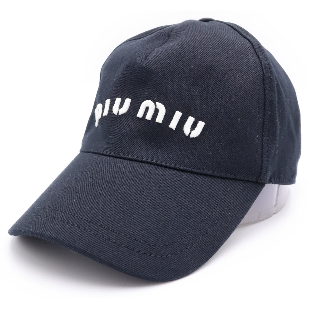 miumiu(ミュウミュウ) ロゴ刺繍ベースボールキャップ ブラック レディース