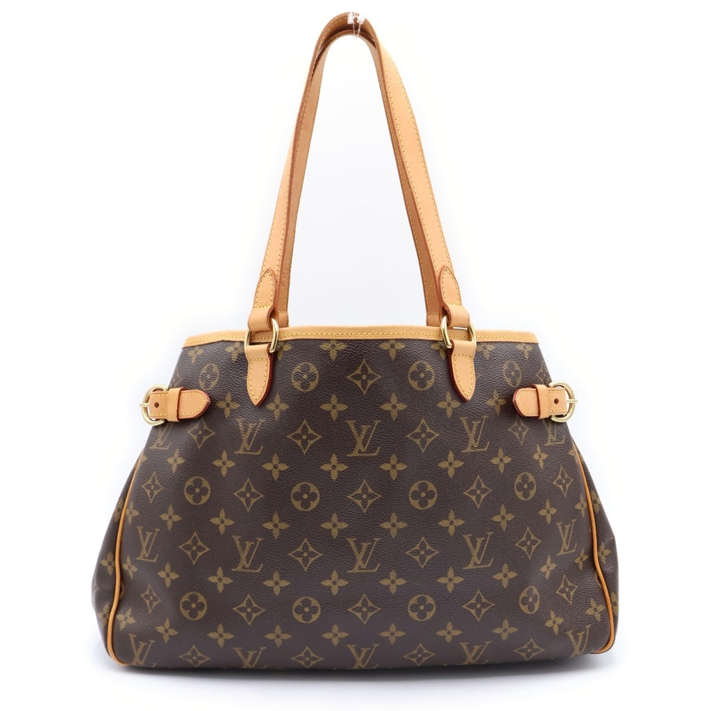 LOUIS VUITTON(ルイヴィトン) モノグラム バティニョール・オリゾンタル トートバッグ ハンドバッグ ブラウン レザー×PVC M51154 ゴールド金具 レディース