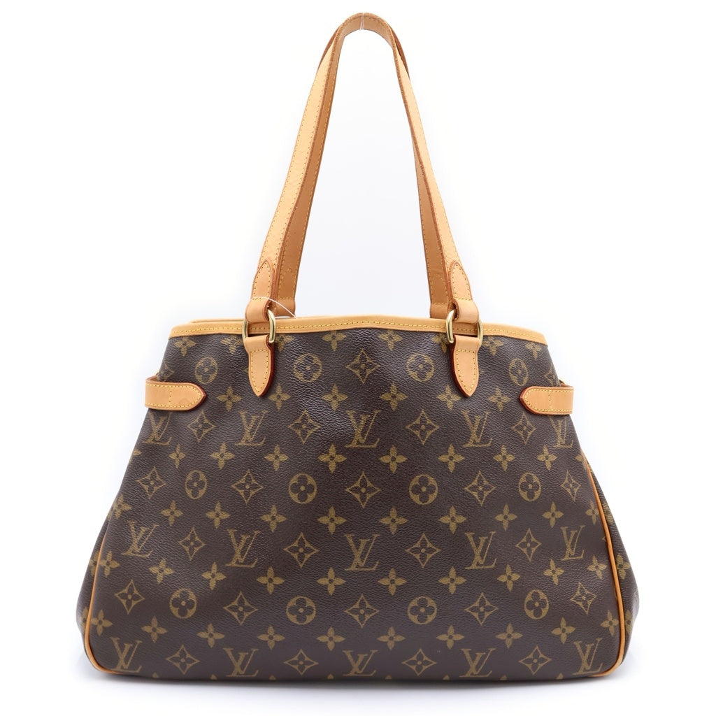 LOUIS VUITTON(ルイヴィトン) モノグラム バティニョール・オリゾンタル トートバッグ ハンドバッグ ブラウン レザー×PVC M51154 ゴールド金具 レディース