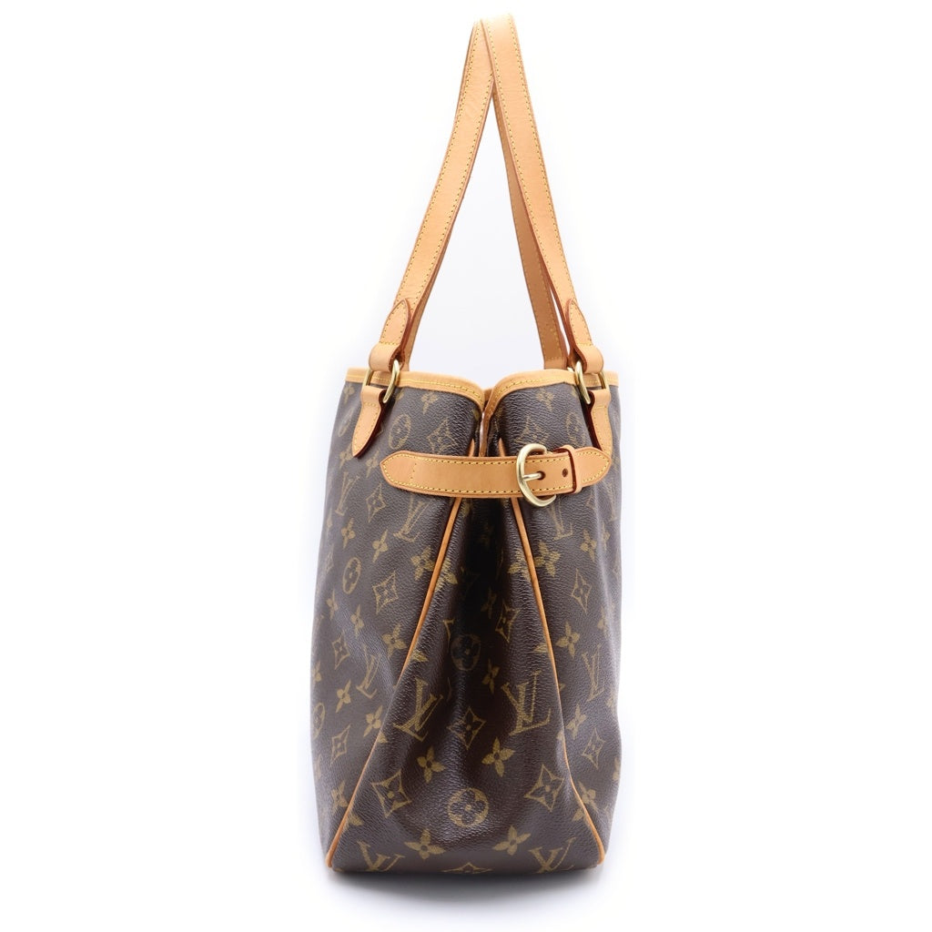 LOUIS VUITTON(ルイヴィトン) モノグラム バティニョール・オリゾンタル トートバッグ ハンドバッグ ブラウン レザー×PVC M51154 ゴールド金具 レディース