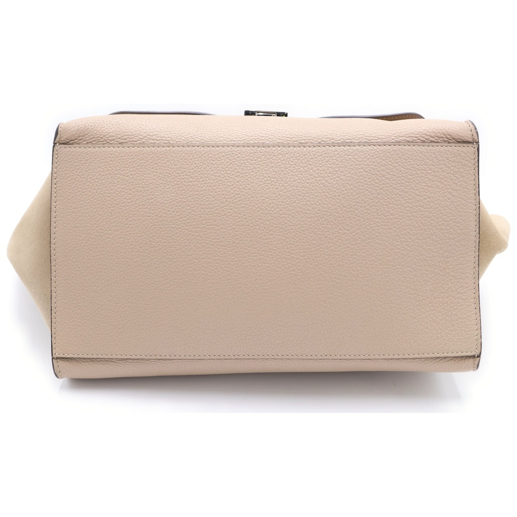 CELINE(セリーヌ) トラペーズ ミディアム 2WAYショルダーバッグ ハンドバッグ ベージュ レザー×スエード シルバー金具 レディース