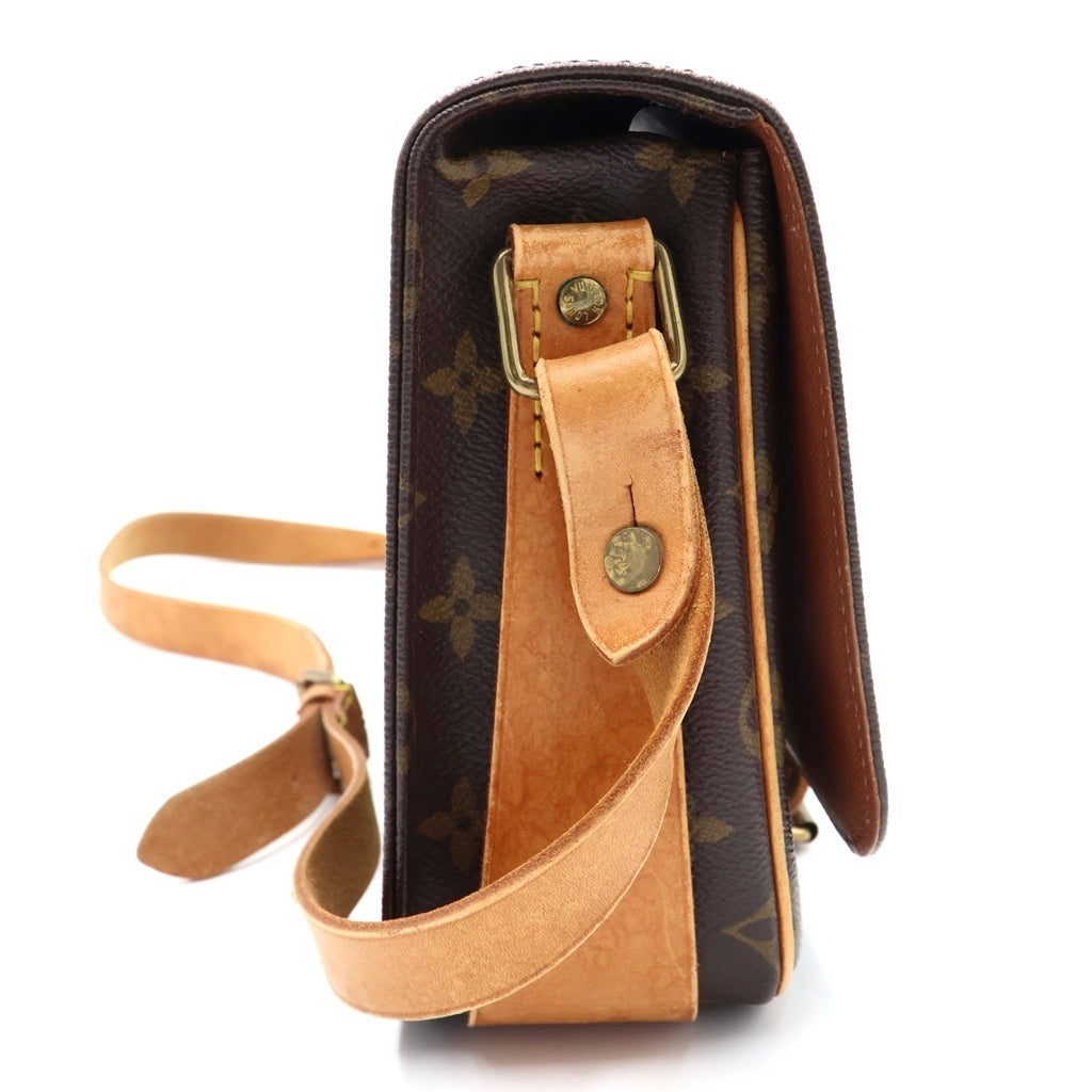 LOUIS VUITTON(ルイヴィトン) モノグラム カルトシエールMM ショルダーバッグ ミニバッグ ブラウン レザー×PVC M51253 ゴールド金具 レディース