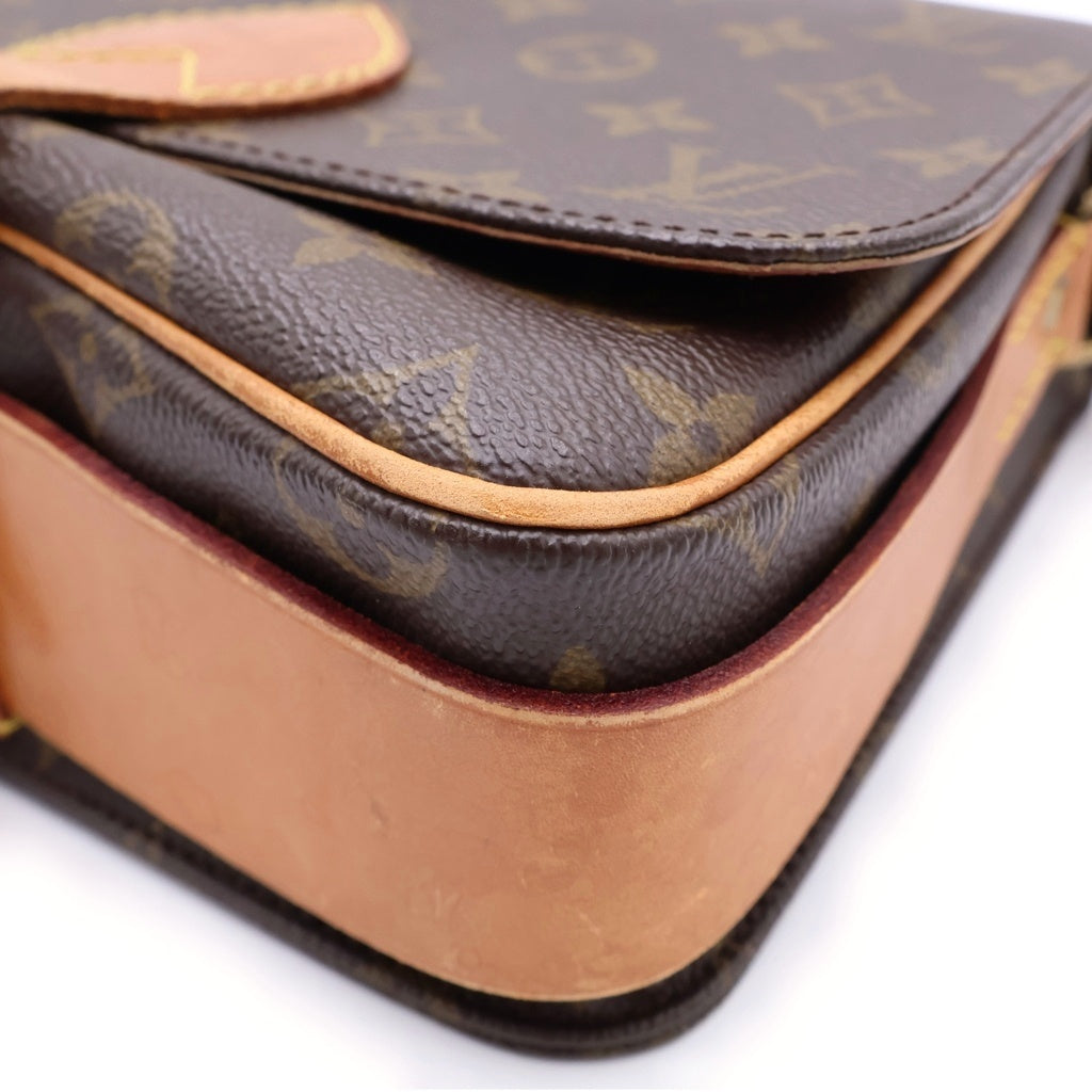 LOUIS VUITTON(ルイヴィトン) モノグラム カルトシエールMM ショルダーバッグ ミニバッグ ブラウン レザー×PVC M51253 ゴールド金具 レディース