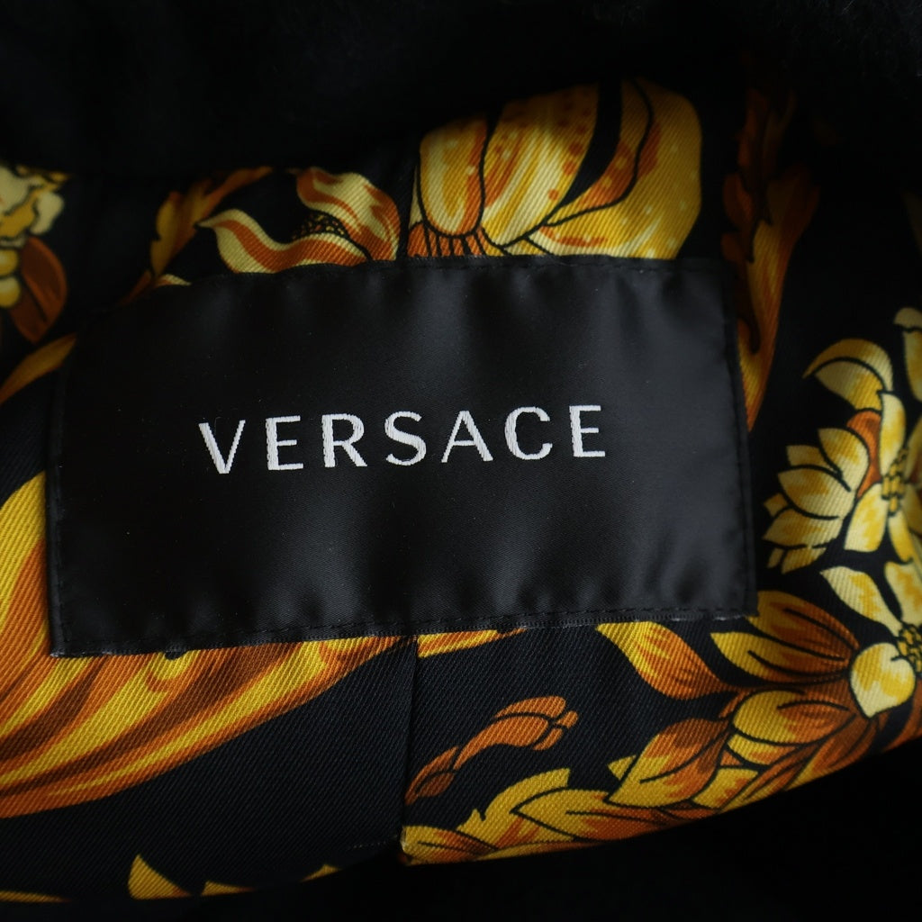 VERSACE(ヴェルサーチ) ウールコート トレンチコート ゴールドボタン ブラック ウール 1002821 1A01476 レディース