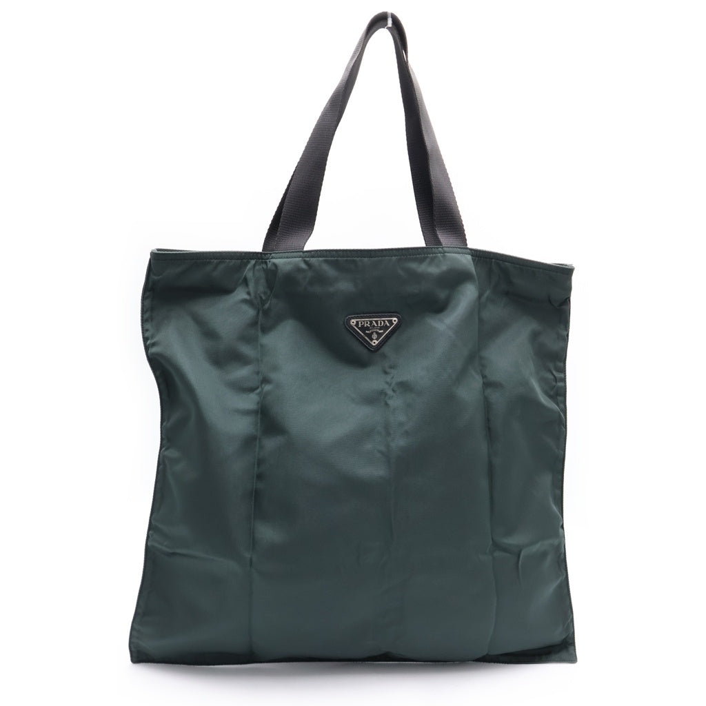 PRADA(プラダ) トライアングルロゴ ナイロンバッグ エコバッグ トートバッグ グリーン テスート レディース