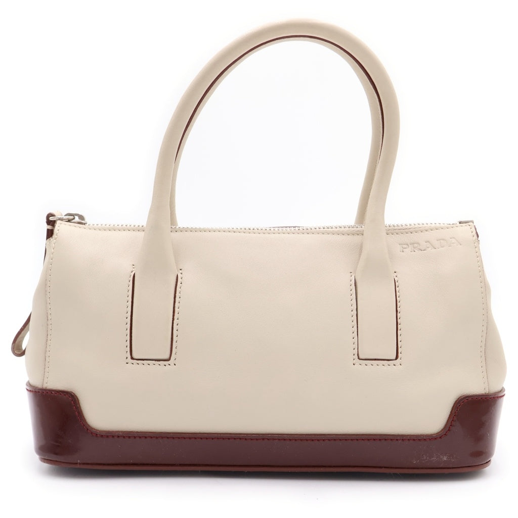 PRADA(プラダ) ハンドバッグ ベージュ/ブラウン レザー×パテント サフィアーノ B10327 レディース