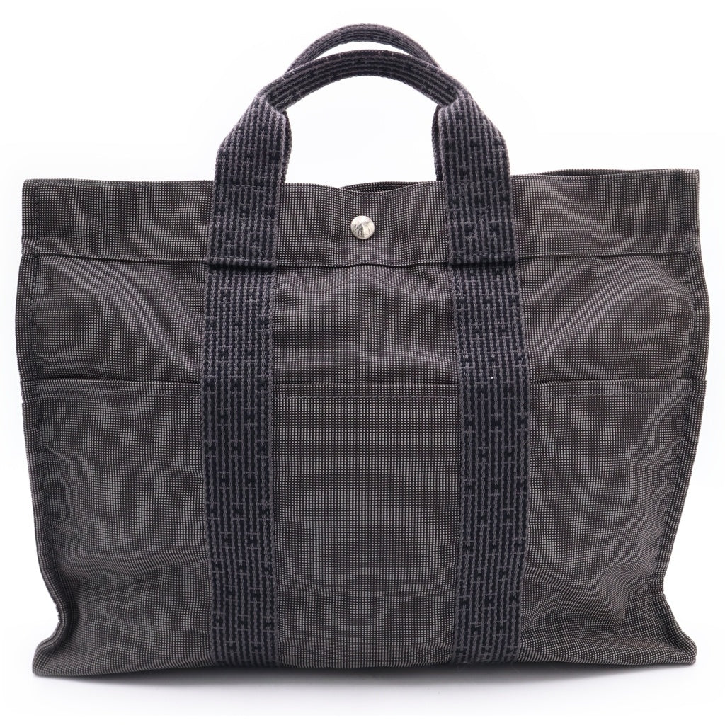 HERMES(エルメス) エールラインMM トートバッグ ブラック/グレー キャンバス