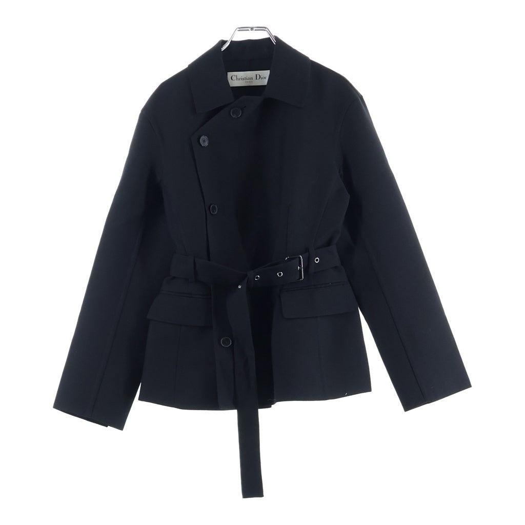 Christian Dior(クリスチャンディオール) ショートウールトレンチコート ダブル ウールギャバジン ブラック 540V41A1610 レディース