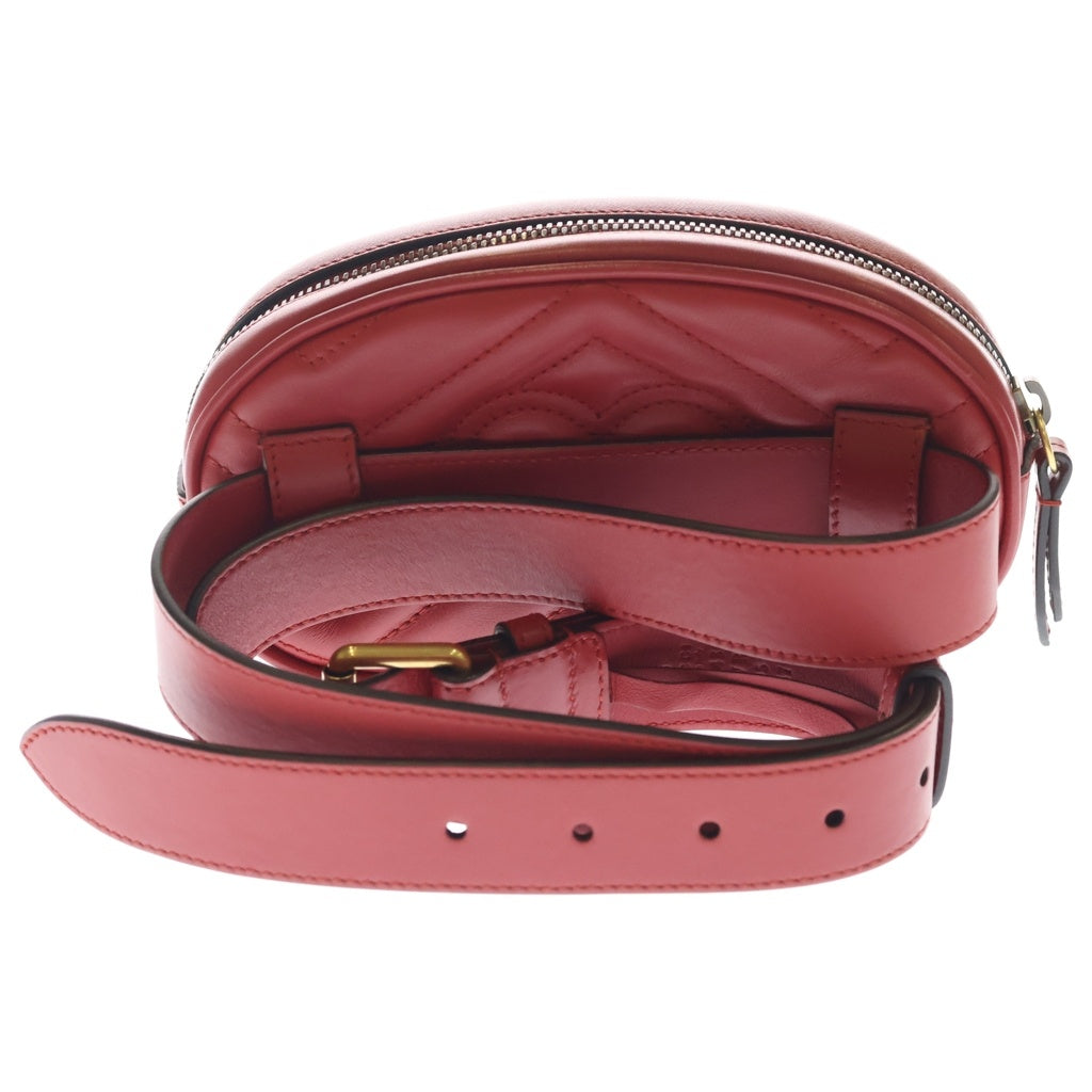GUCCI(グッチ) GGマーモント ウエストバッグ ボディバッグ ショルダーバッグ レッド レザー 476434 ゴールド金具 レディース