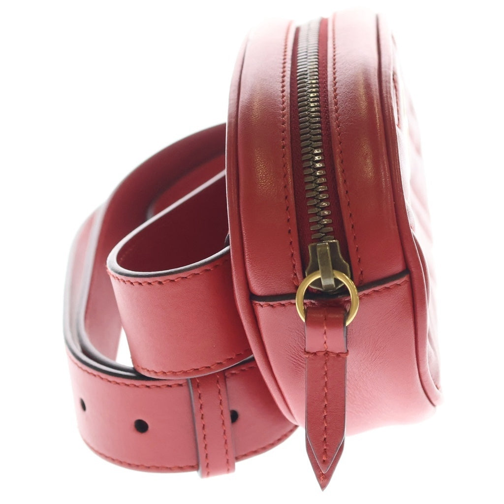 GUCCI(グッチ) GGマーモント ウエストバッグ ボディバッグ ショルダーバッグ レッド レザー 476434 ゴールド金具 レディース