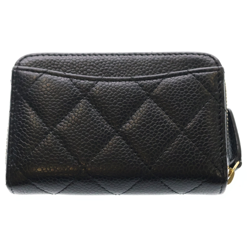 CHANEL(シャネル) マトラッセ キャビアスキン レザー コインパース ケース コンパクトウォレット 財布 ゴールド金具 ブラック レディース