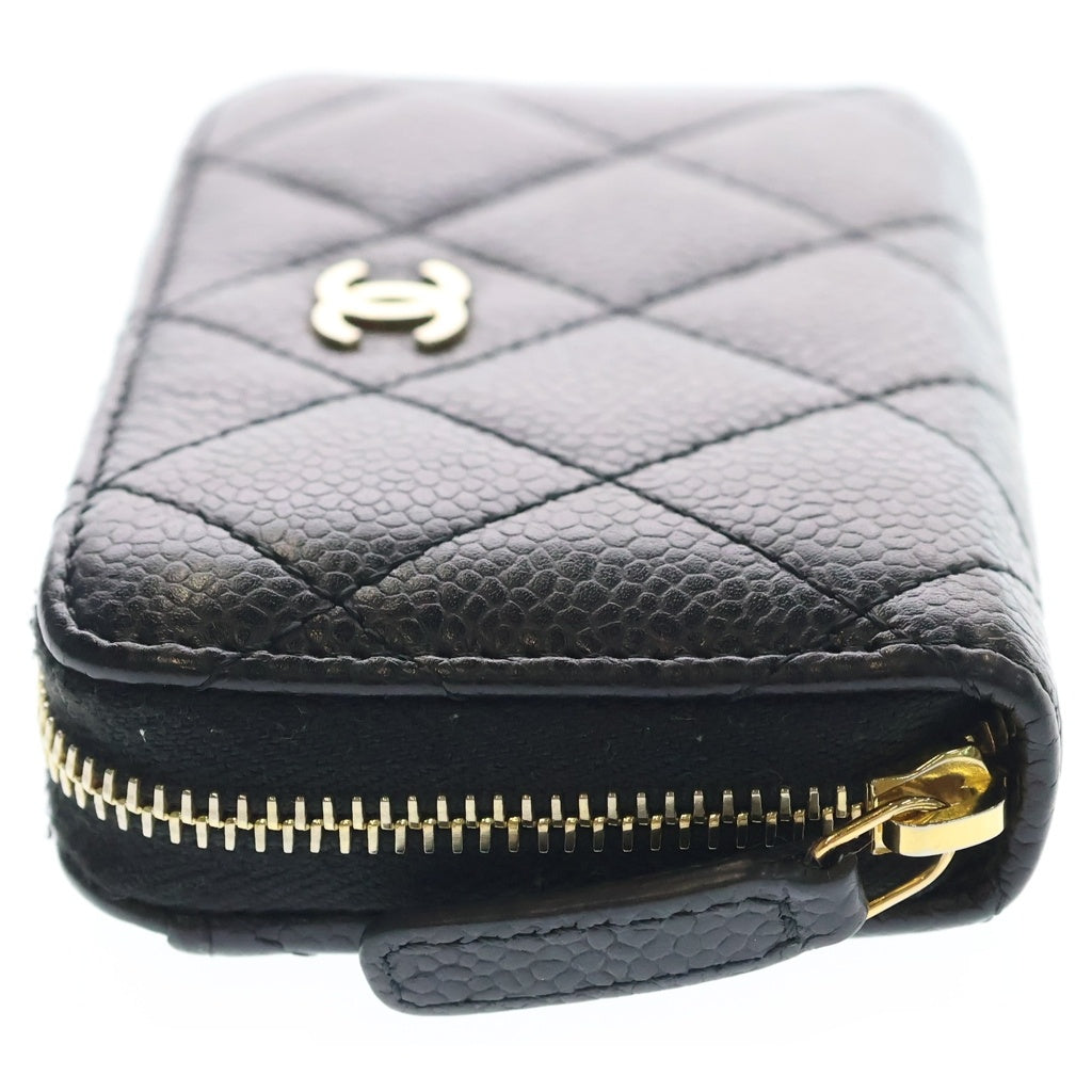 CHANEL(シャネル) マトラッセ キャビアスキン レザー コインパース ケース コンパクトウォレット 財布 ゴールド金具 ブラック レディース
