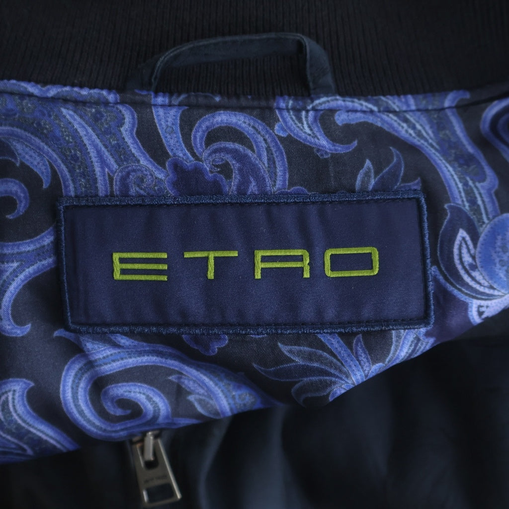ETRO(エトロ) フラワー総柄ジャガード ジップアップ ボンバージャケット ブルゾン ネイビー