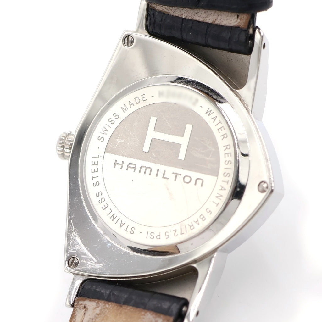 HAMILTON(ハミルトン) ベンチュラ 黒文字盤 SS×レザー/QZ ステンレス クォーツ 電池式 腕時計 H24411732