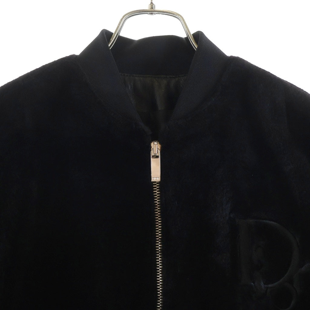Dior HOMME(ディオールオム) ミンクファー ロゴ刺繍 ジップアップ ボンバージャケット ブルゾン ブラック 143F433V0560
