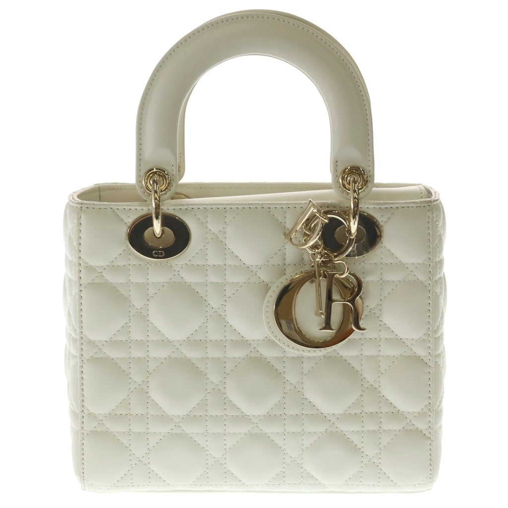 Christian Dior(クリスチャンディオール) マイレディディオール スモール 2WAYバッグ ハンドバッグ ショルダーバッグ ホワイト レザー ゴールド金具 レディース