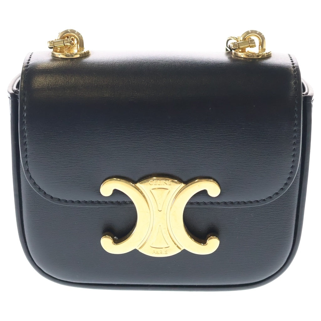 CELINE(セリーヌ) トリオンフ ミニチェーンクロード ショルダーバッグ ミニバッグ ブラック レザー ゴールド金具 レディース