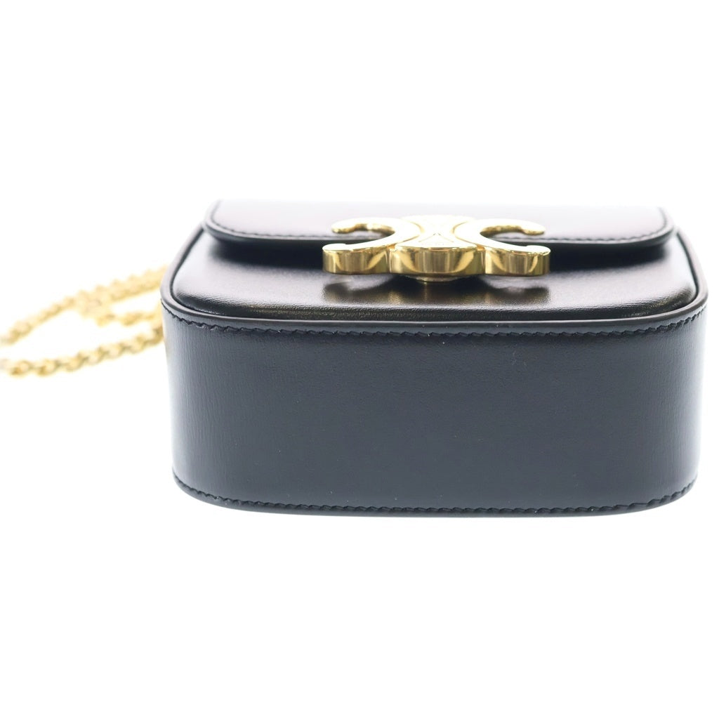 CELINE(セリーヌ) トリオンフ ミニチェーンクロード ショルダーバッグ ミニバッグ ブラック レザー ゴールド金具 レディース
