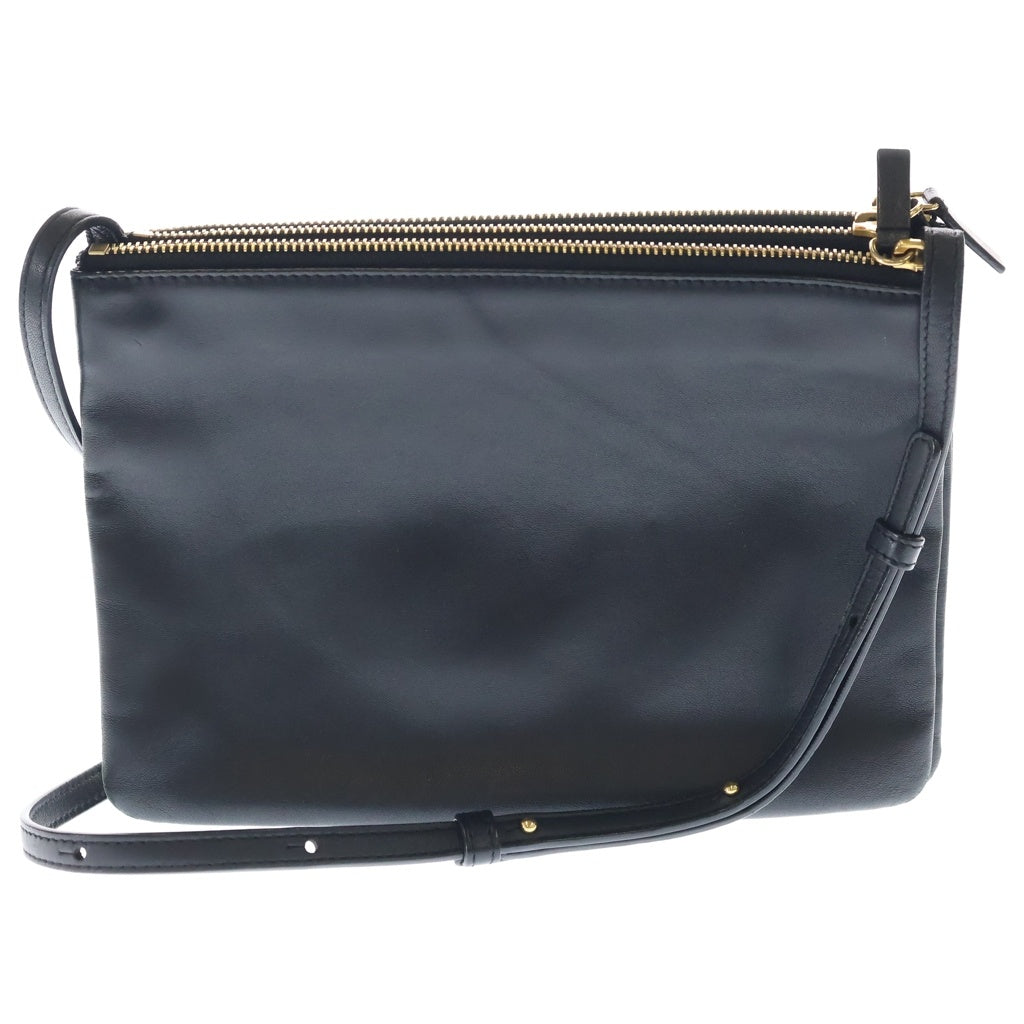 CELINE(セリーヌ) トリオ ラージ ショルダーバッグ ブラック レザー ゴールド金具 レディース