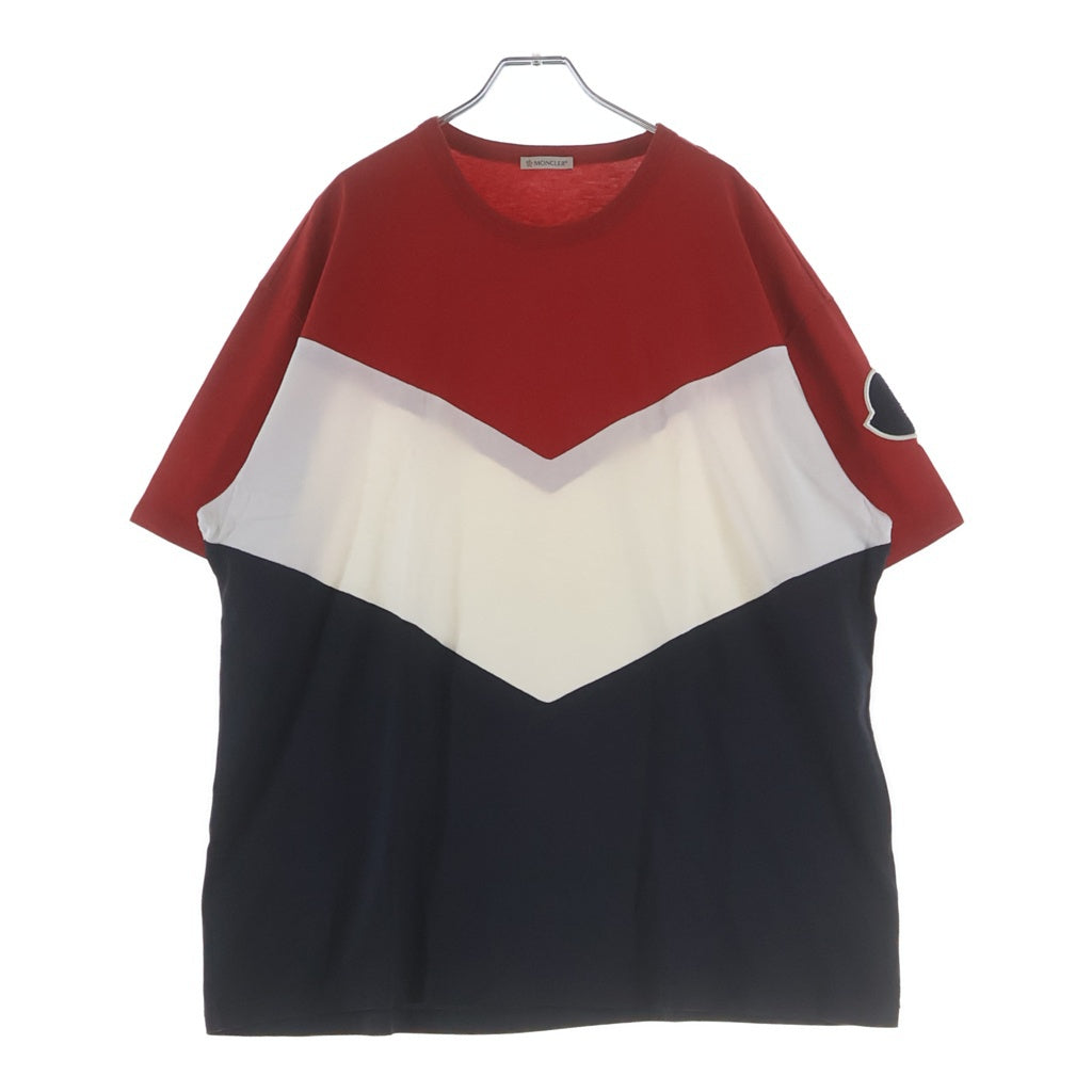 MONCLER(モンクレール) 18SS トリコロール ワッペンロゴ 半袖Tシャツ カットソー レッド/ネイビー E10918001000
