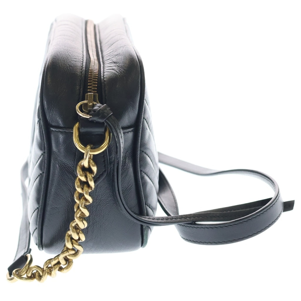 GUCCI(グッチ) GGマーモント ショルダーバッグ ブラック レザー 447632 ゴールド金具 レディース
