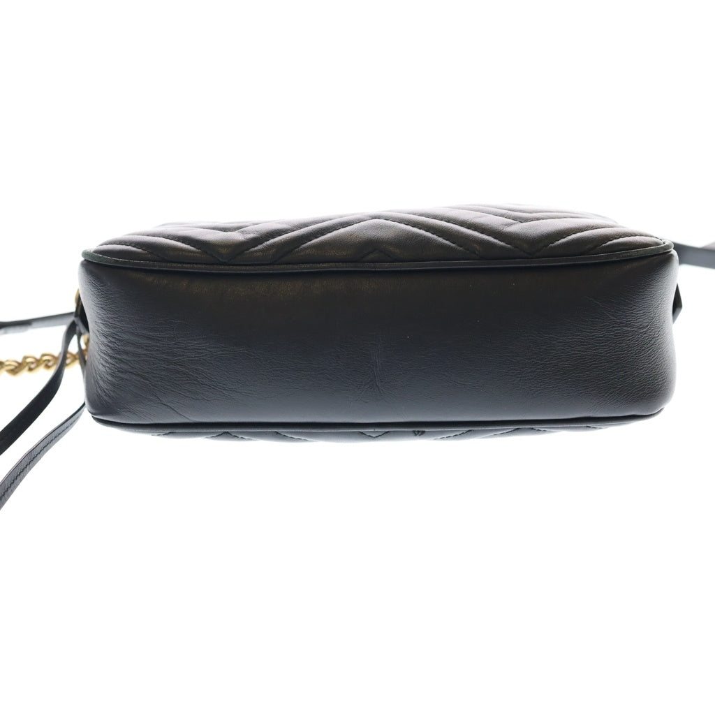 GUCCI(グッチ) GGマーモント ショルダーバッグ ブラック レザー 447632 ゴールド金具 レディース