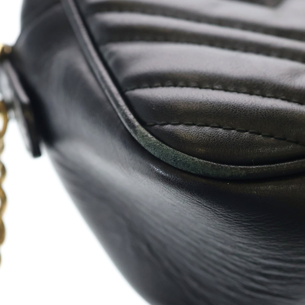 GUCCI(グッチ) GGマーモント ショルダーバッグ ブラック レザー 447632 ゴールド金具 レディース