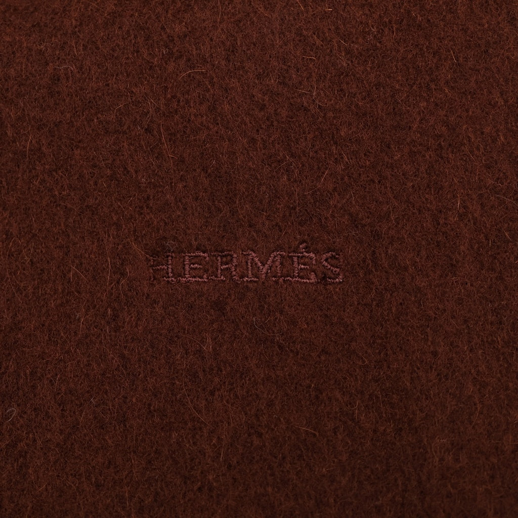 HERMES(エルメス) マフラー ロゴ ブラウン カシミヤ レディース