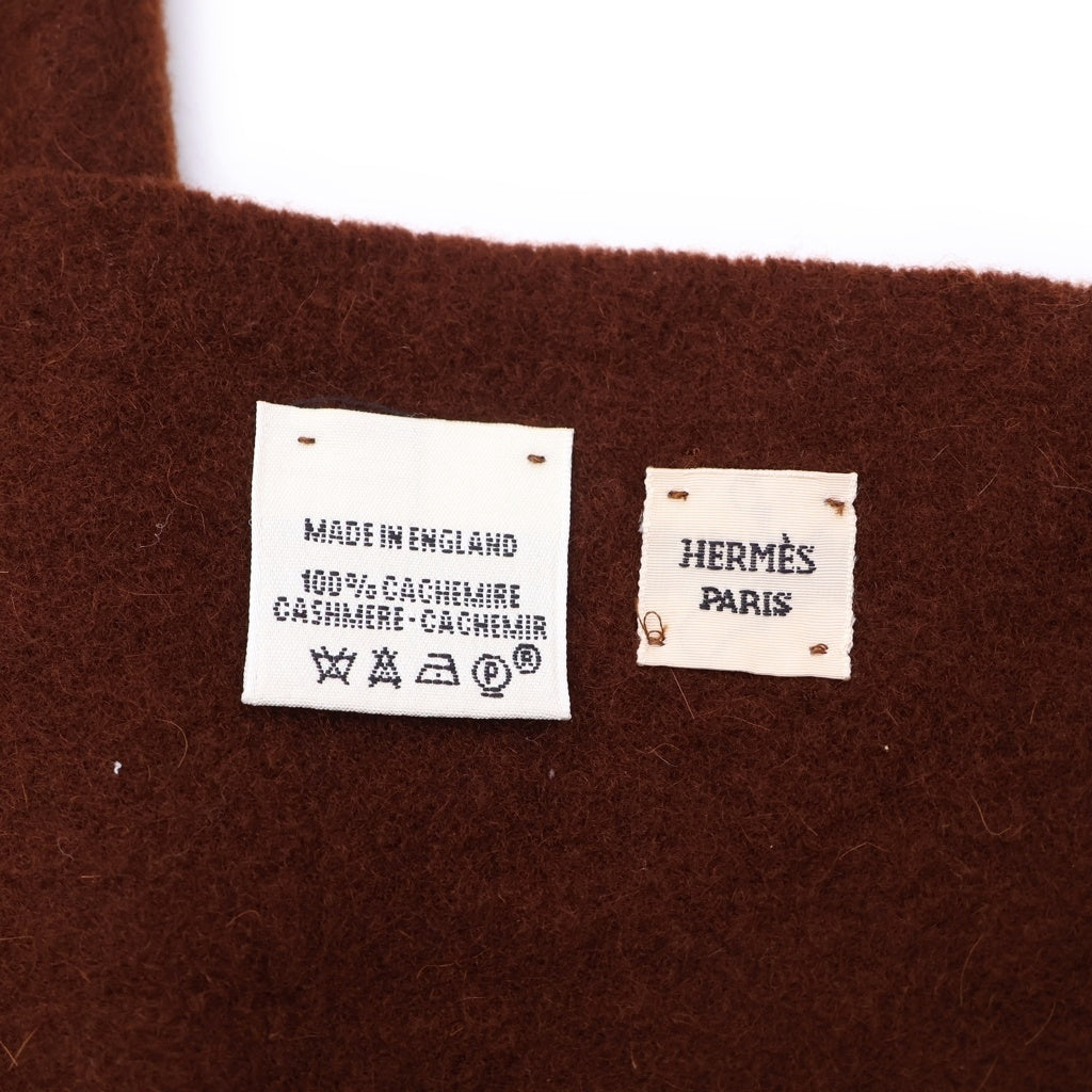 HERMES(エルメス) マフラー ロゴ ブラウン カシミヤ レディース