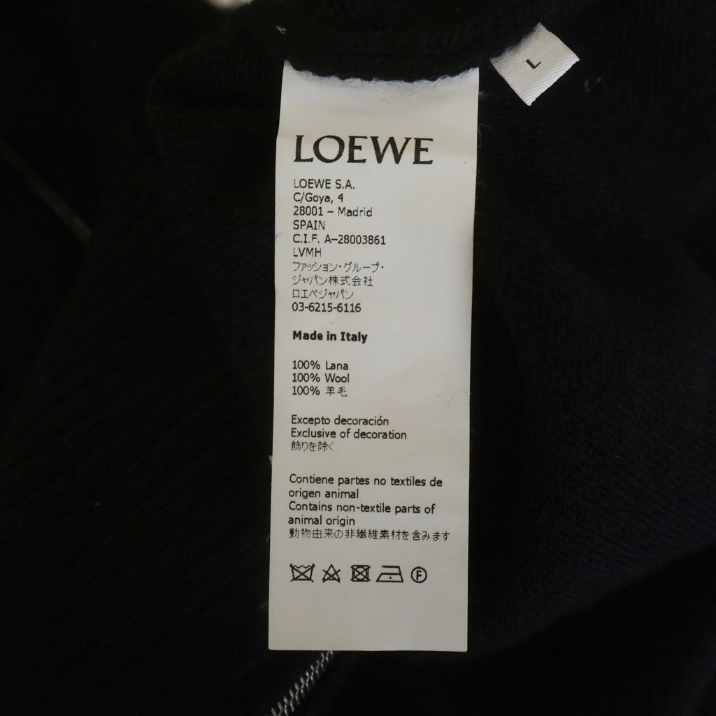 LOEWE(ロエベ) アナグラム ジップアップ パーカー ブラック ウール #L レディース