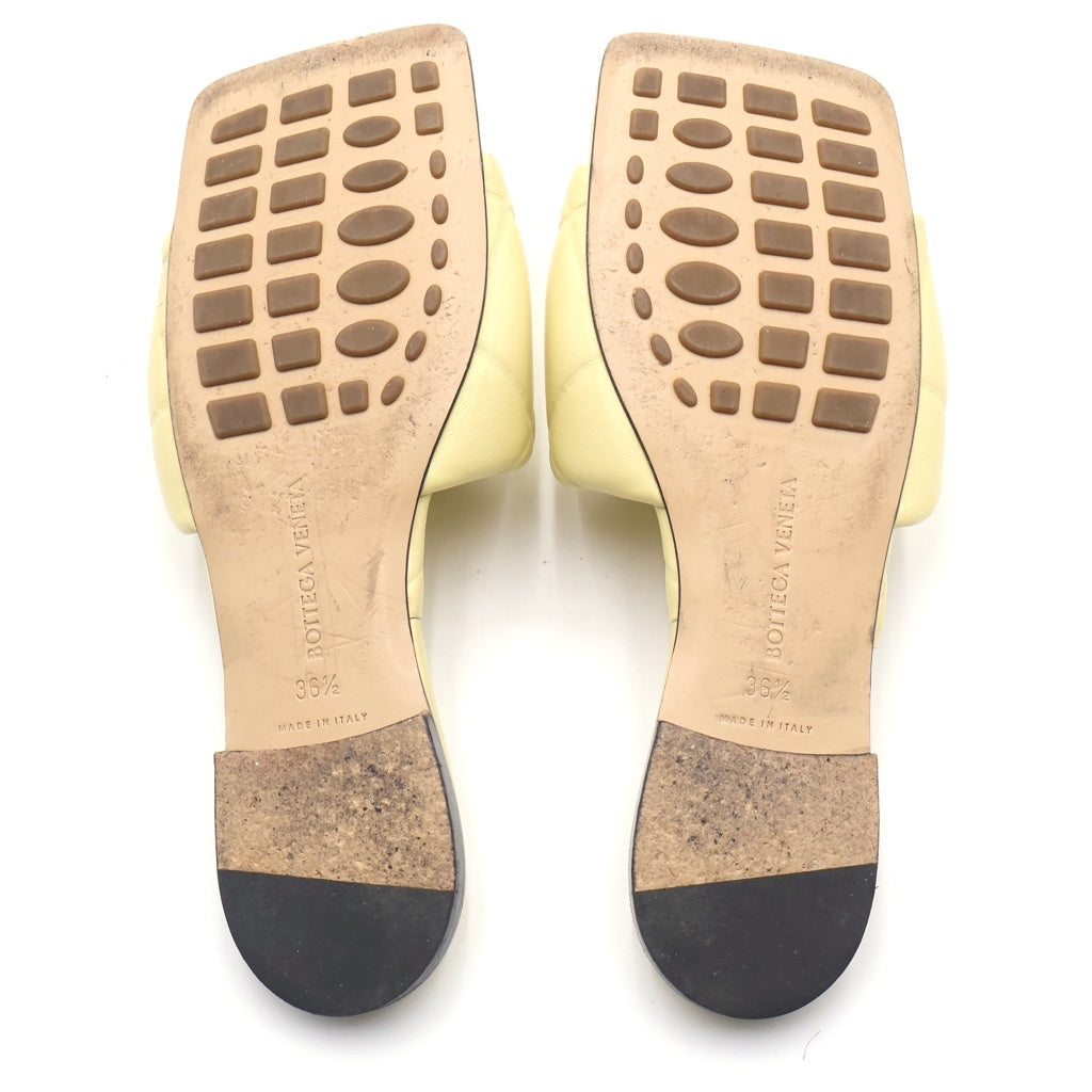 BOTTEGA VENETA(ボッテガヴェネタ) リド フラットサンダル クリーム ライトイエロー レザー #36 1/2 レディース