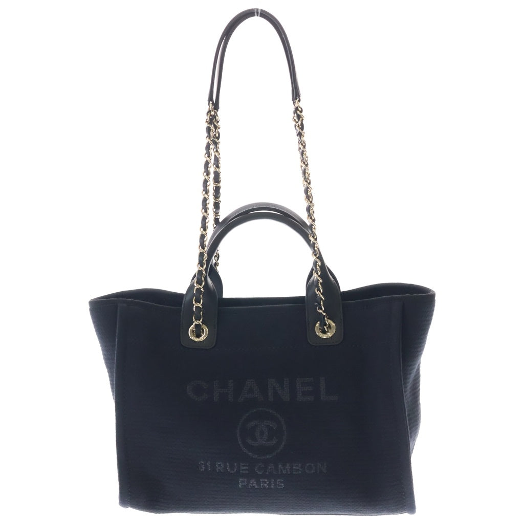 CHANEL(シャネル) ドーヴィル MM ハンドバッグ ショルダーバッグ ボーリングバッグ 2WAY キャンバス レザー ブラック AS3257 レディース